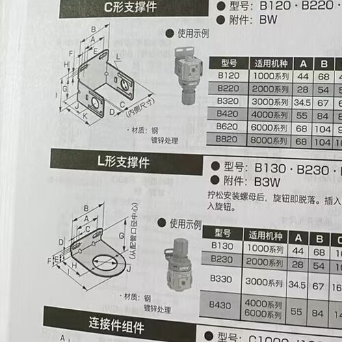 KDC滤器调压阀安装支架B10-W,B120 B230 B330 B320 B过43WIL30 B4