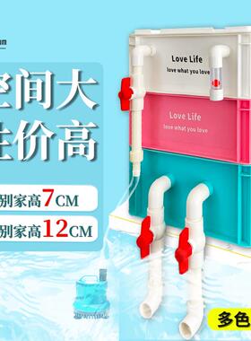 小格尤品周转箱过滤箱滴流盒鱼缸鱼池水循环系统黑白灰绿粉工业风