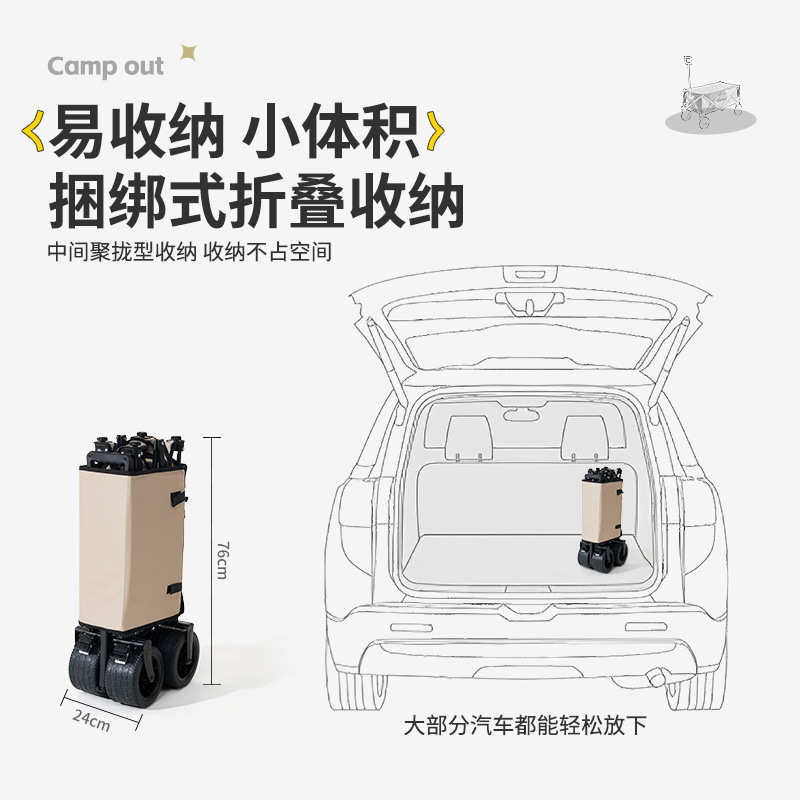 城市波浪聚拢露营手推车户外折叠营地野营拖车旅行拉车野餐小凌之