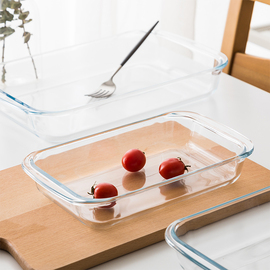 创意日式钢化玻璃鱼盘方形烤箱芝士焗饭碗家用北欧微波炉耐热烤盘