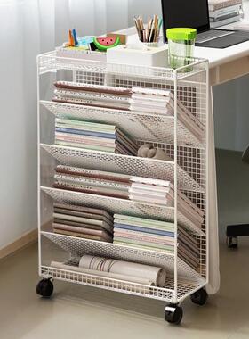 Small bookshelf next to the desk side gap book storage shelf