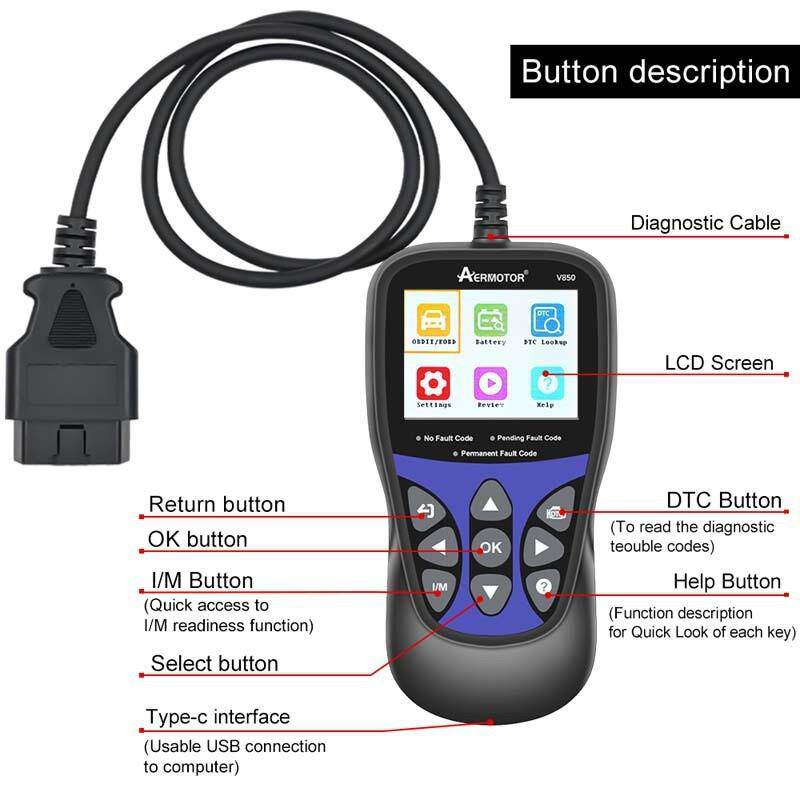 AERMOTOR v850 OBD2EOBD CODE READERE Car scanner 汽 车故障扫