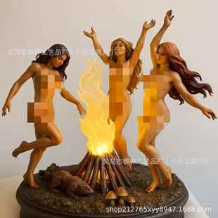 Dance Fire Statue火舞女神缪斯雕塑灯雕像 Goddess 跨境新品