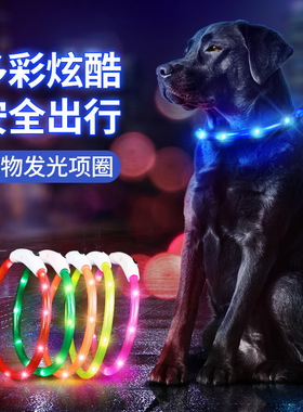品质热卖狗狗猫咪发光项圈USB充电脖圈LED发光项圈现货