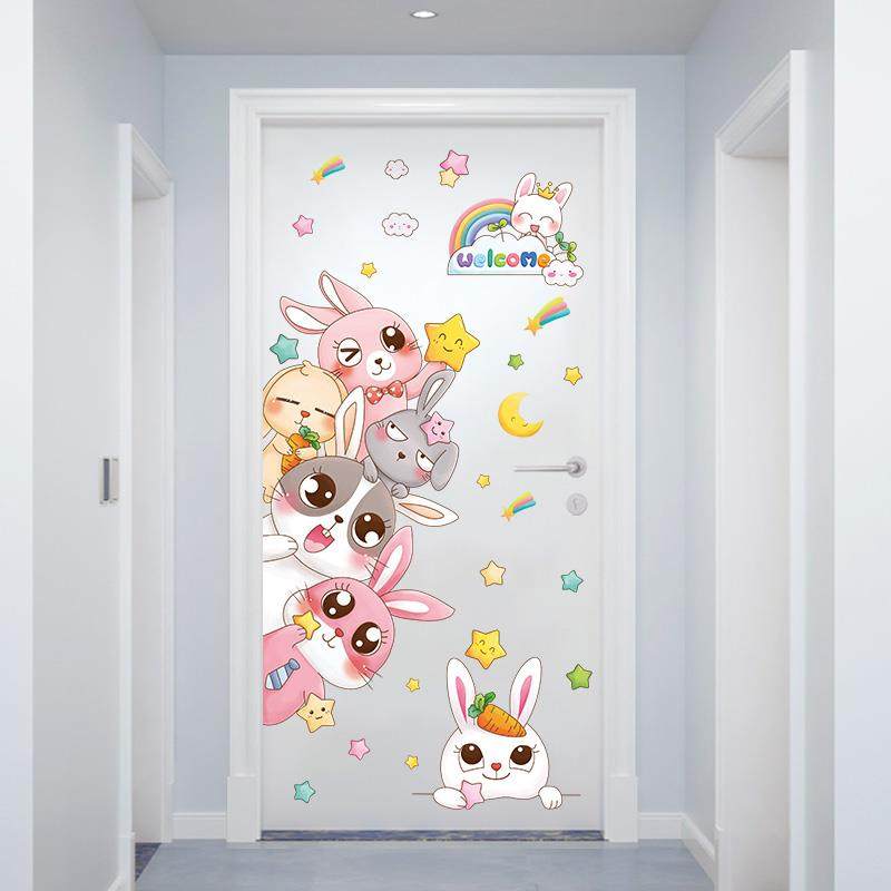 创意3D立体墙贴卡通气球兔子装饰墙纸自粘卧室温馨门贴小图案贴纸,家居饰品,软装墙贴,淘宝优惠券,粉丝福利购,淘宝优惠卷