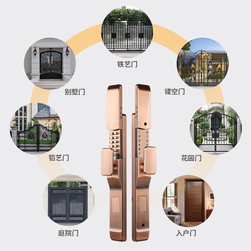 滑盖双面机械密码门锁户外防水庭院铁艺铝合金栅栏别墅大门锁