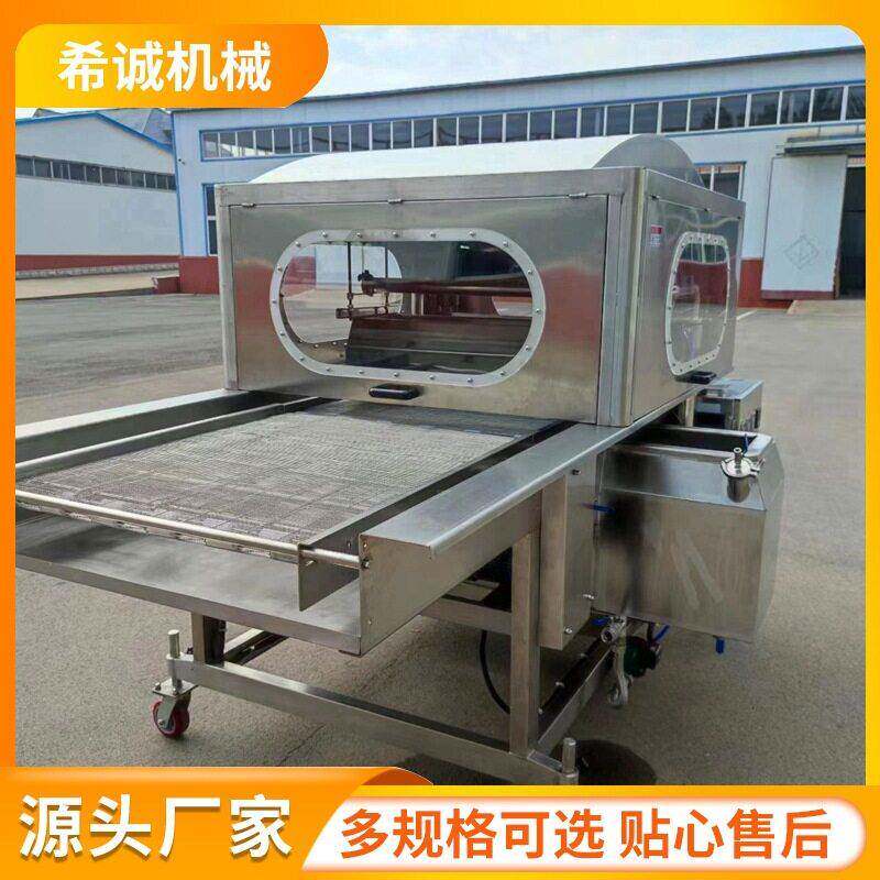 甜甜圈巧克力涂层机 蛋糕裹巧克力设备 全自动麻薯泡芙淋浆机
