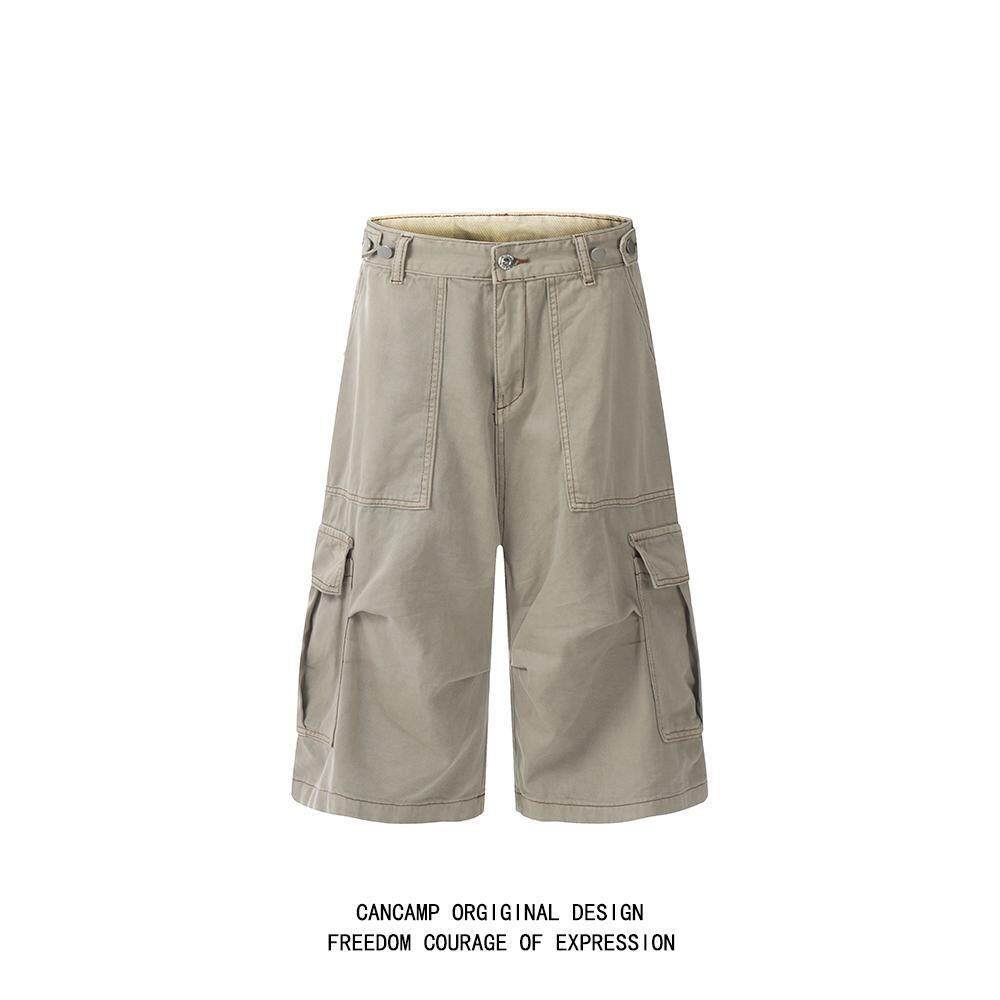 CANCAMP 夏季新款美式多口袋短裤七分裤子男宽松高级感阔腿工装裤