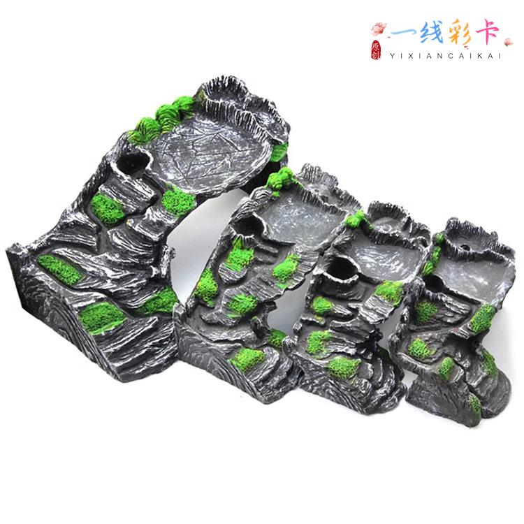 乌龟休息平台晒台爬台高水位大型深水大号小龟的房子造景装饰爬坡