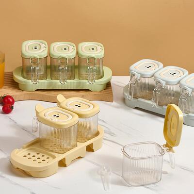 Wholesale Set of Lidded Seasoning Jars, Cartoon Cute Plastic