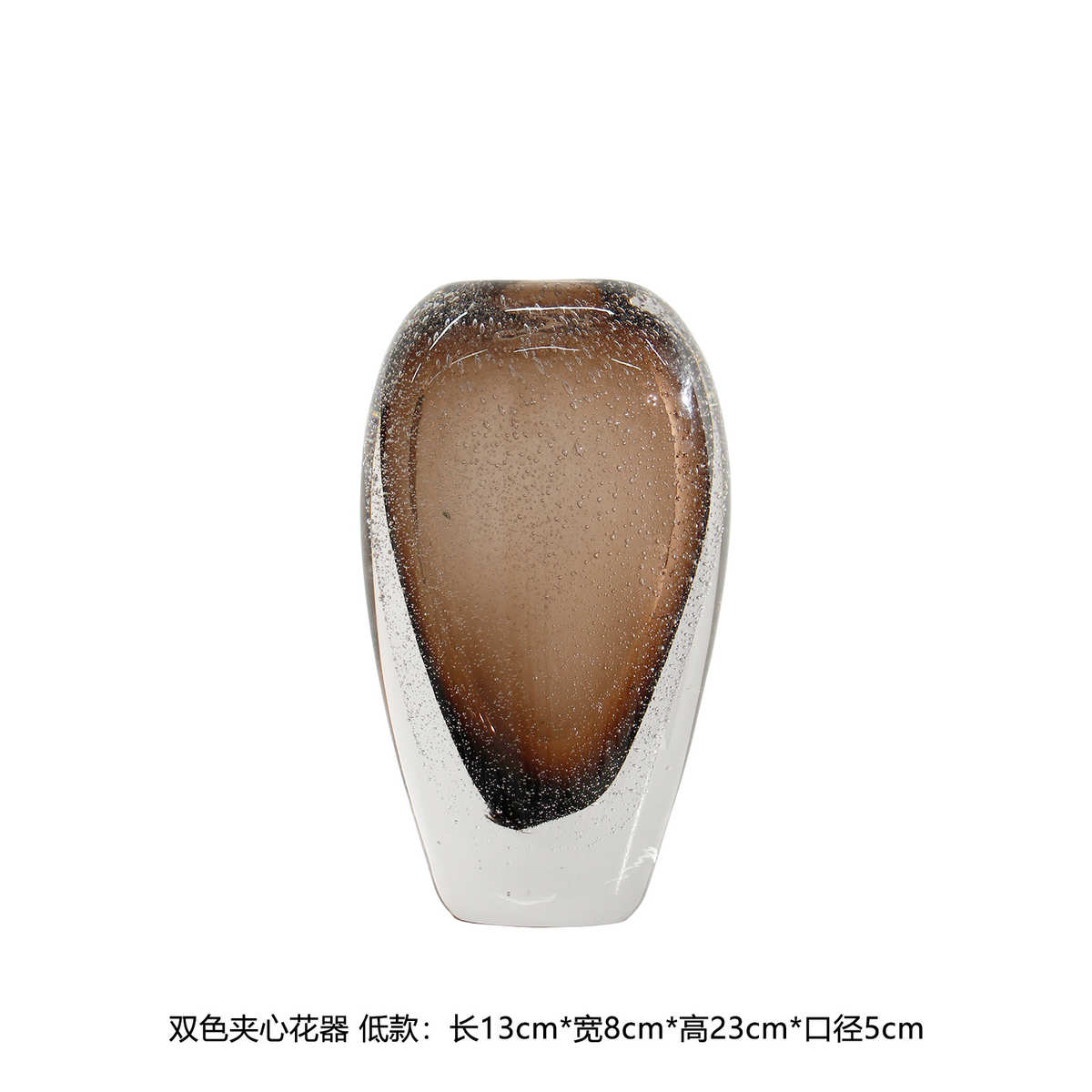 花底软厚手工器气泡欧式客厅灰色花瓶样板房简约装玻璃高品质吹制