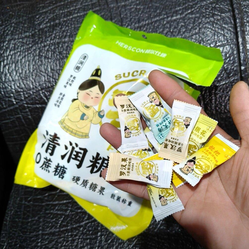 新货赫尔仕康0蔗糖润喉糖薄荷清凉果胖大海金银花罗汉果口气抖音