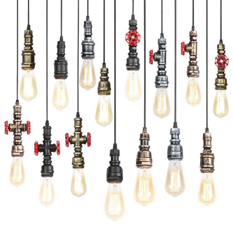 北欧乡村 LOFT 吊灯 水管吊灯单头灯头组 复古仿古餐厅酒吧咖啡厅