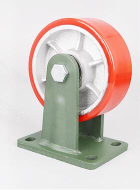 超重型聚氨酯脚轮4568寸承重1-2-3吨铸铁心耐磨PU牵引车脚轮