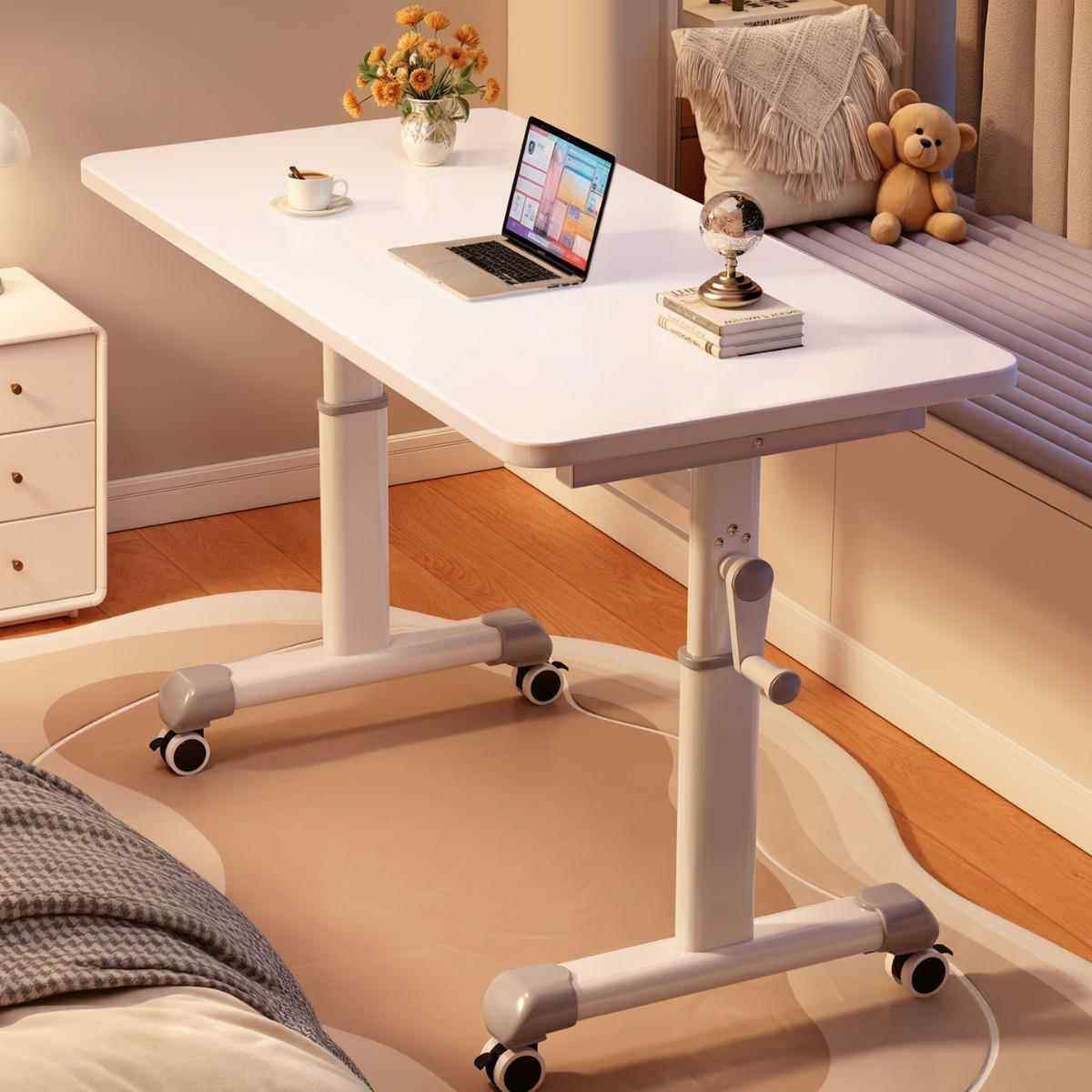 电脑桌可移动手摇升降桌子工作台卧室家用床边桌学生小书桌办公桌
