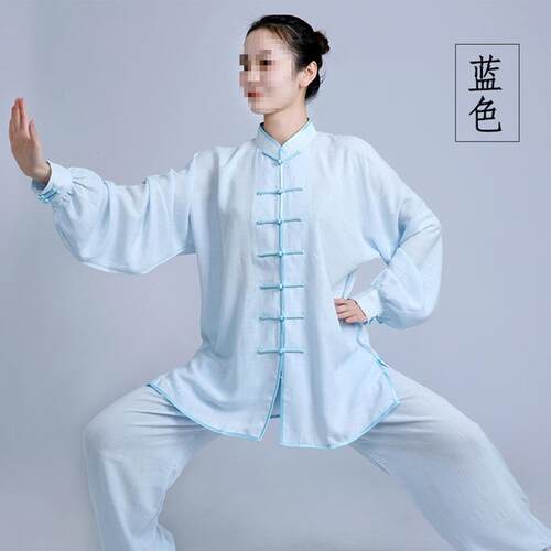 太极服女款新款棉麻表演太极拳练功服男春夏季八段锦