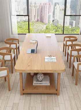 实木书桌中新长式家用客厅沙发桌学习办公茶台桌工作ZG-69278台桌