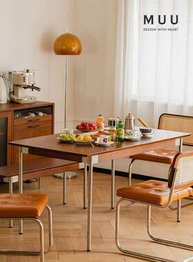 古实木餐桌复方小LOX户型北欧日式餐桌子组合家用长形椅桌子原木
