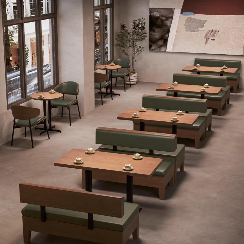 设计师实木高端奶茶餐饮店咖啡厅卡座沙发桌椅组合商用餐桌椅卡座