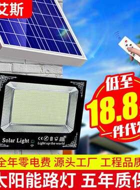 新款太阳能雷达感应一拖二大功率家用防雨户外庭院投光灯