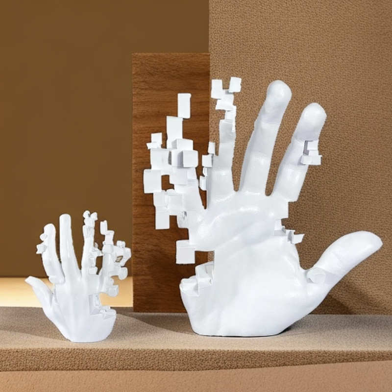 北欧风创意树脂马赛克手掌雕塑摆件家居客厅玄关柜样板间软装饰品