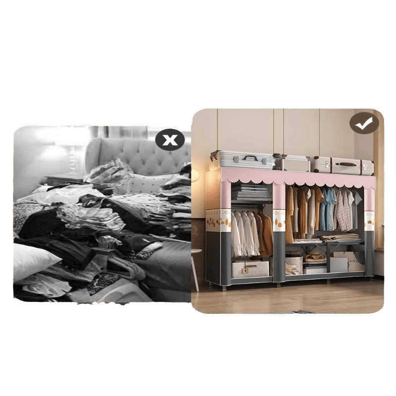 折叠简易衣柜家用卧室免安装布衣橱小户型全钢架结实耐用出租房用,住宅家具,简易衣柜,淘宝优惠券,粉丝福利购,淘宝优惠卷