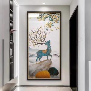 立体实202283物鹿入户玄关饰画一风帆顺福简约装饰画走廊过道高装
