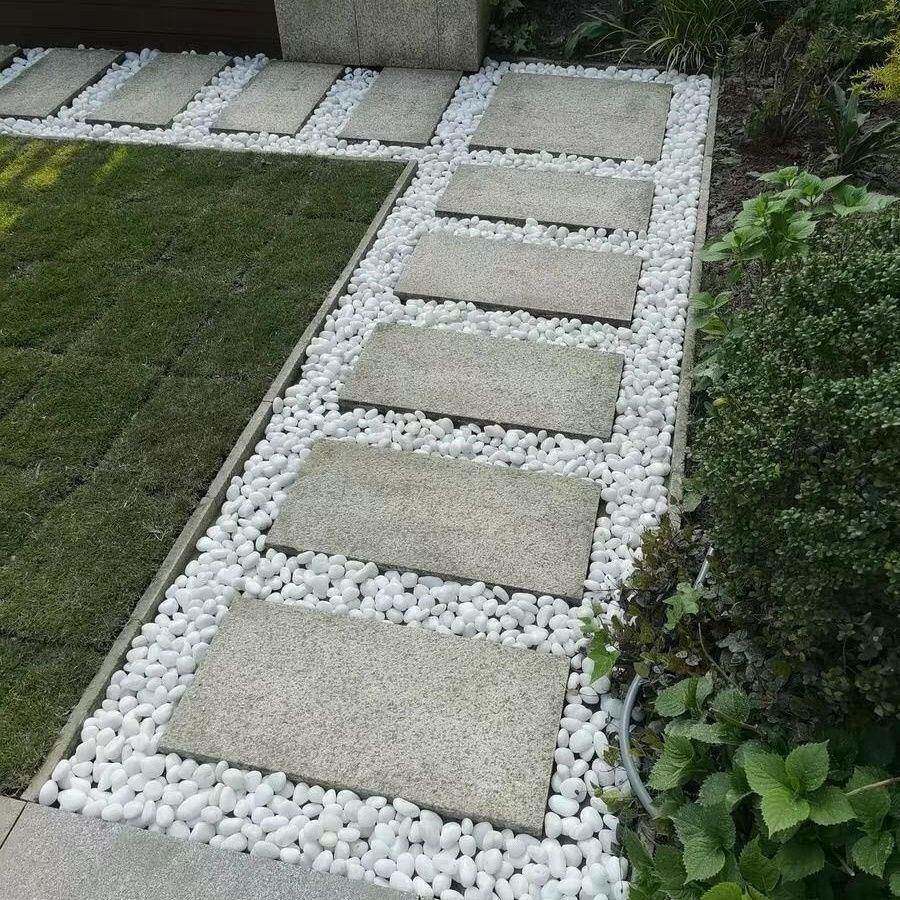然白色鹅VDZ石然精抛庭院造景铺卵路石园林景观石子雨自花石天石