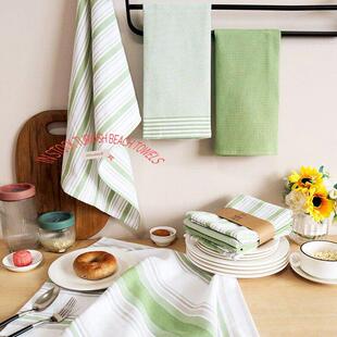 waffle Towel Cotton Kitchen 厨房擦盘布 Green Christmas