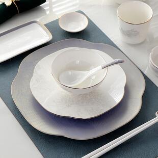 酒店用品瓷摆台餐具套装 高档会所餐厅中饭店H1582盘碗商用LOG陶 式