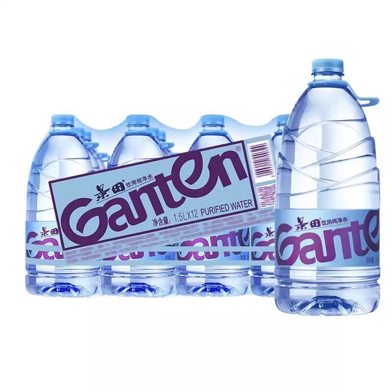 景田饮用纯净水1.5L×6/12瓶整件家庭煮饭办公泡茶非矿泉水大瓶装