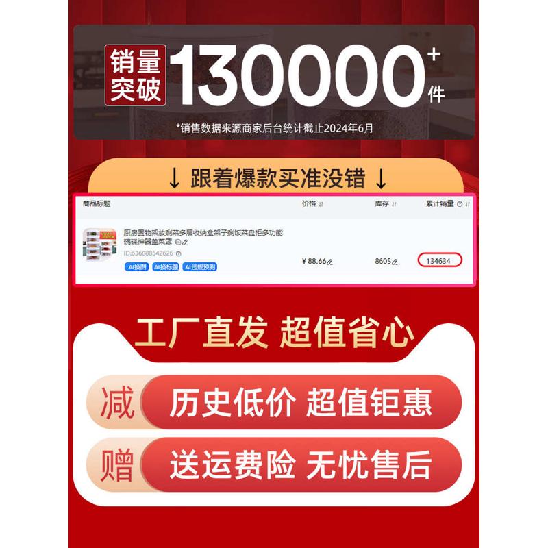 厨房置物架放剩菜多层收纳盒架子剩饭菜盘橱柜家用多功能碗碟