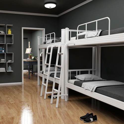 地爬公寓床钢制型床加梯厚双层床学生宿材002舍员工落高低床上下