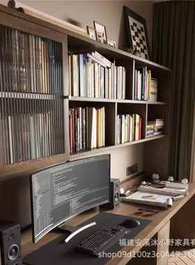 实木双人书桌桌柜家用长条子工作台书房GYY一靠墙学习电脑桌书书