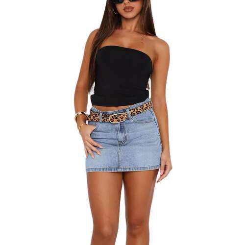 Elastic hip hugging denim short skirt, women's denim