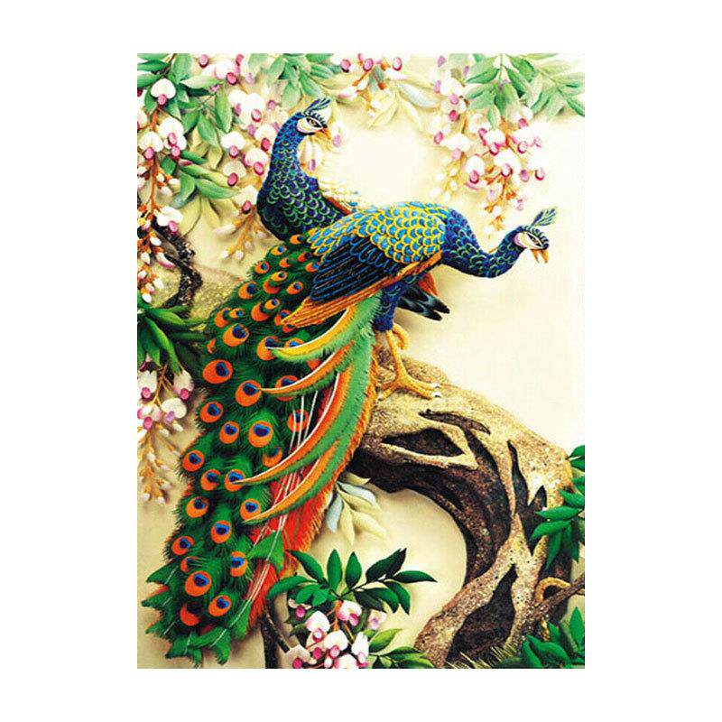 贴钻十字绣装饰画定两只孔雀钻石画风景满钻钻石绣