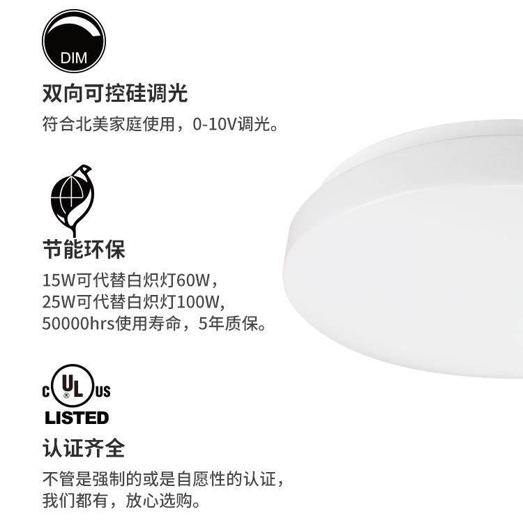 LED鼓型吸顶灯5cct可调光跨境北美简约灯 亚马逊厂家直销