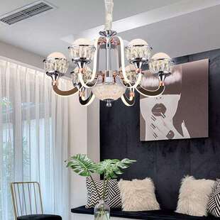 中古风客厅水晶吊灯可调高调光轻奢别墅大堂灯具