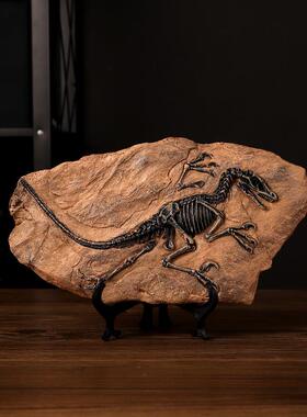 仿真恐龙化石摆件办公室家居书房橱窗展柜装饰霸王龙树脂装饰摆件