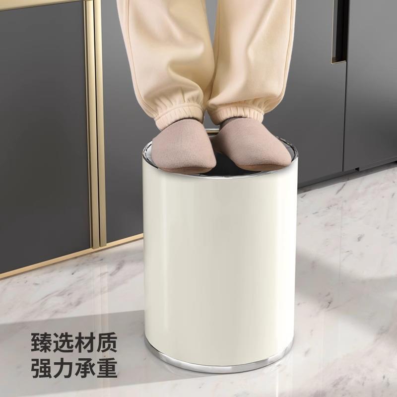 不锈钢无盖垃圾桶轻奢家用2025新款厨房卧室卫生间厕所客厅大容量