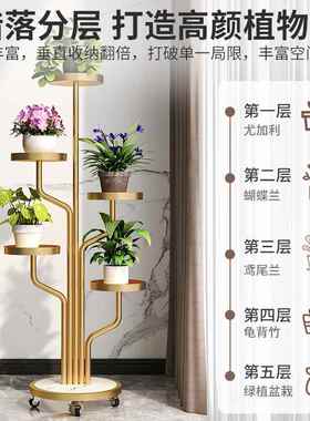 轻奢R71动花架子客厅落式地台可移多肉铁艺置物架阳2025新款多层
