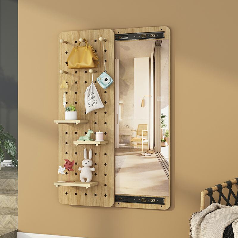 IL实F77J85HJ木隐形衣镜试衣镜洞壁挂家可遮挡洞用板推拉关闭穿全