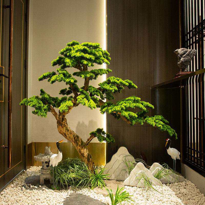 迎客松植仿真橱窗造景树ENQ假树装饰摆件假绿人松室内大型仿真松