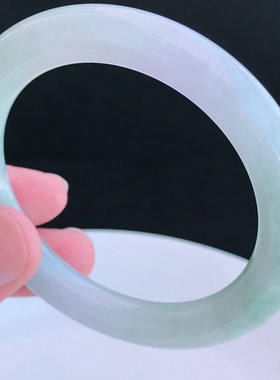 缅甸正品天然老坑A货翡翠少女紫罗兰圆条玉手镯长内径55m 50.19g