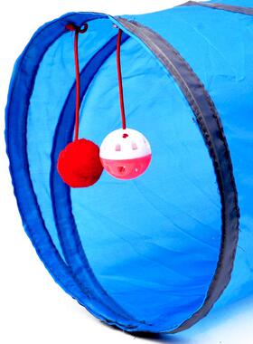 Cat Tunnel Toy Funny Pet 2 Holes Play Tubes Balls Collapsibl