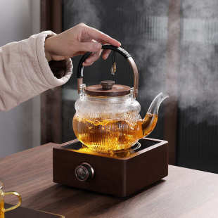 围炉煮茶电陶炉煮茶器家用加厚耐热玻璃壶大容量烤茶炉煮茶玻璃泡