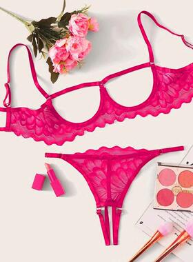 Open Cups Bra Set Lace Sexy Erotic Lingerie Women Underwear