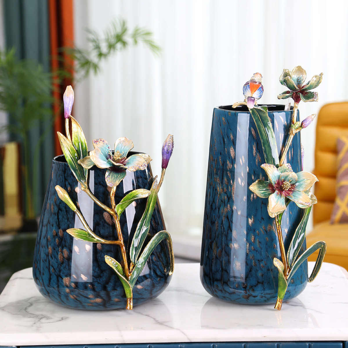 轻奢珐琅彩花瓶手工摆件工艺品家居花盆玄关客厅装饰品酒柜,家居饰品,花瓶,淘宝优惠券,粉丝福利购,淘宝优惠卷