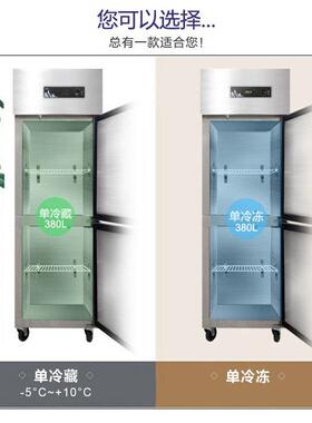 两门商用冰双箱双开门立式藏冷冷冻温大量酒店381厨容房冰柜