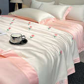 丝丝机被被夏季 滑夏夏凉四冰薄被件套可水洗子裸睡空调夏天被单人